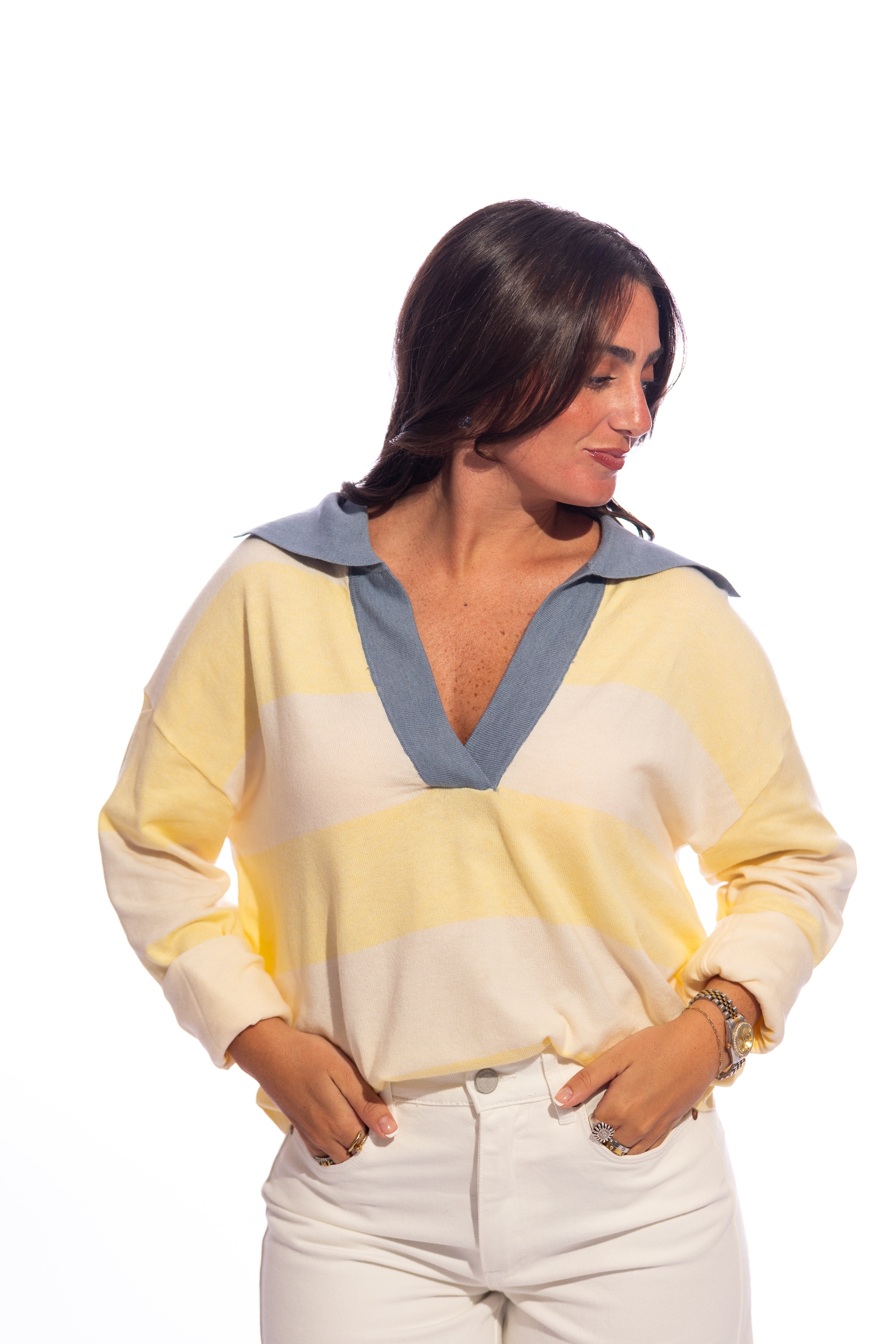 Cyrus Butter Striped Sweater