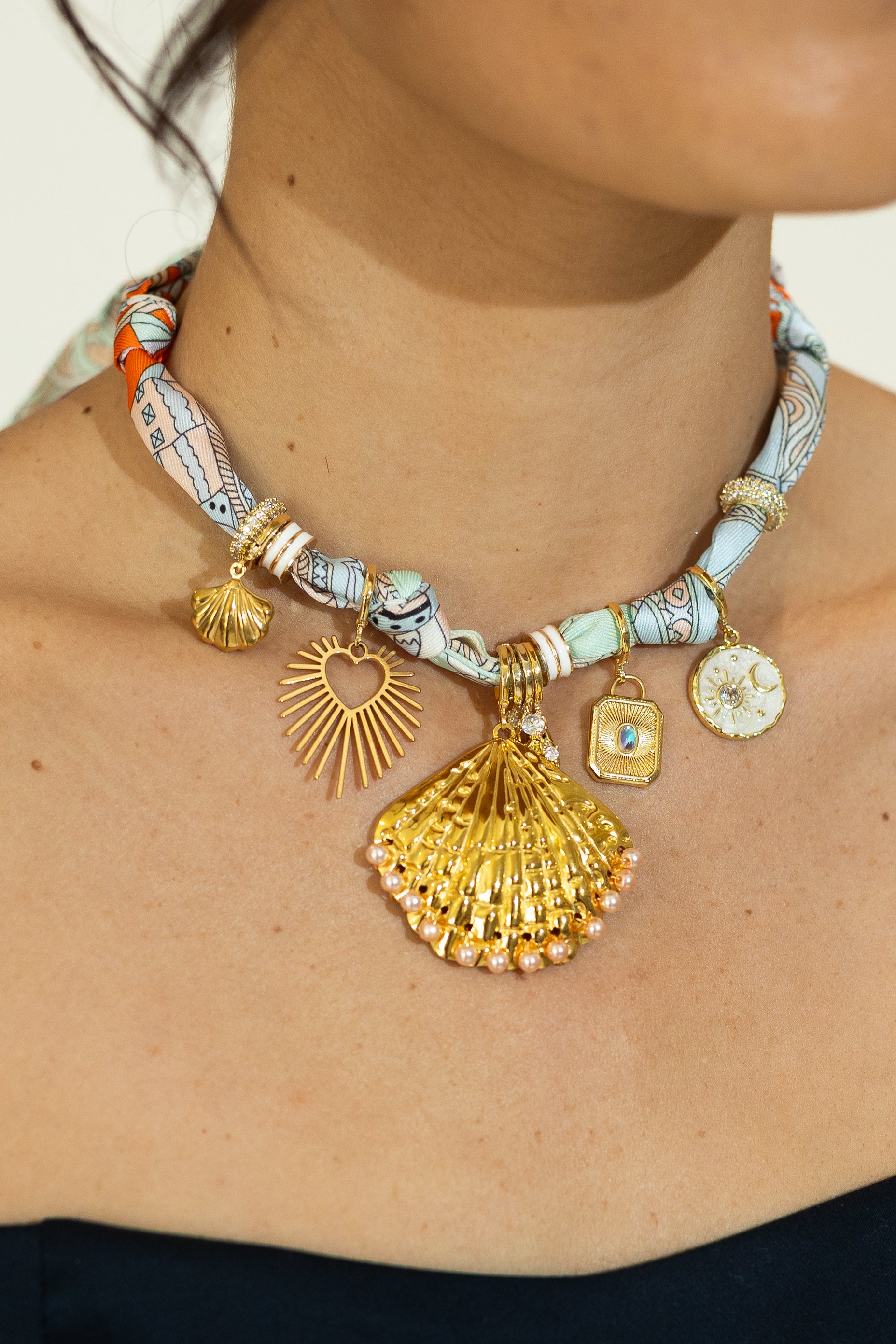 Tahiti Multi Charm Scarf Necklace
