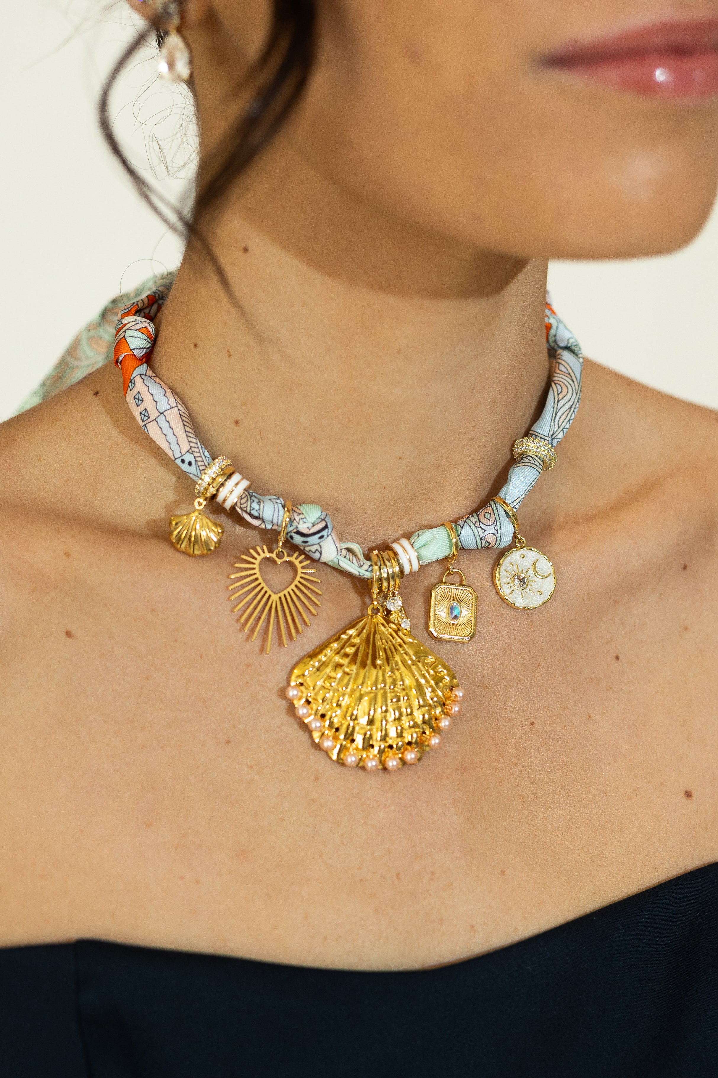 Tahiti Multi Charm Scarf Necklace