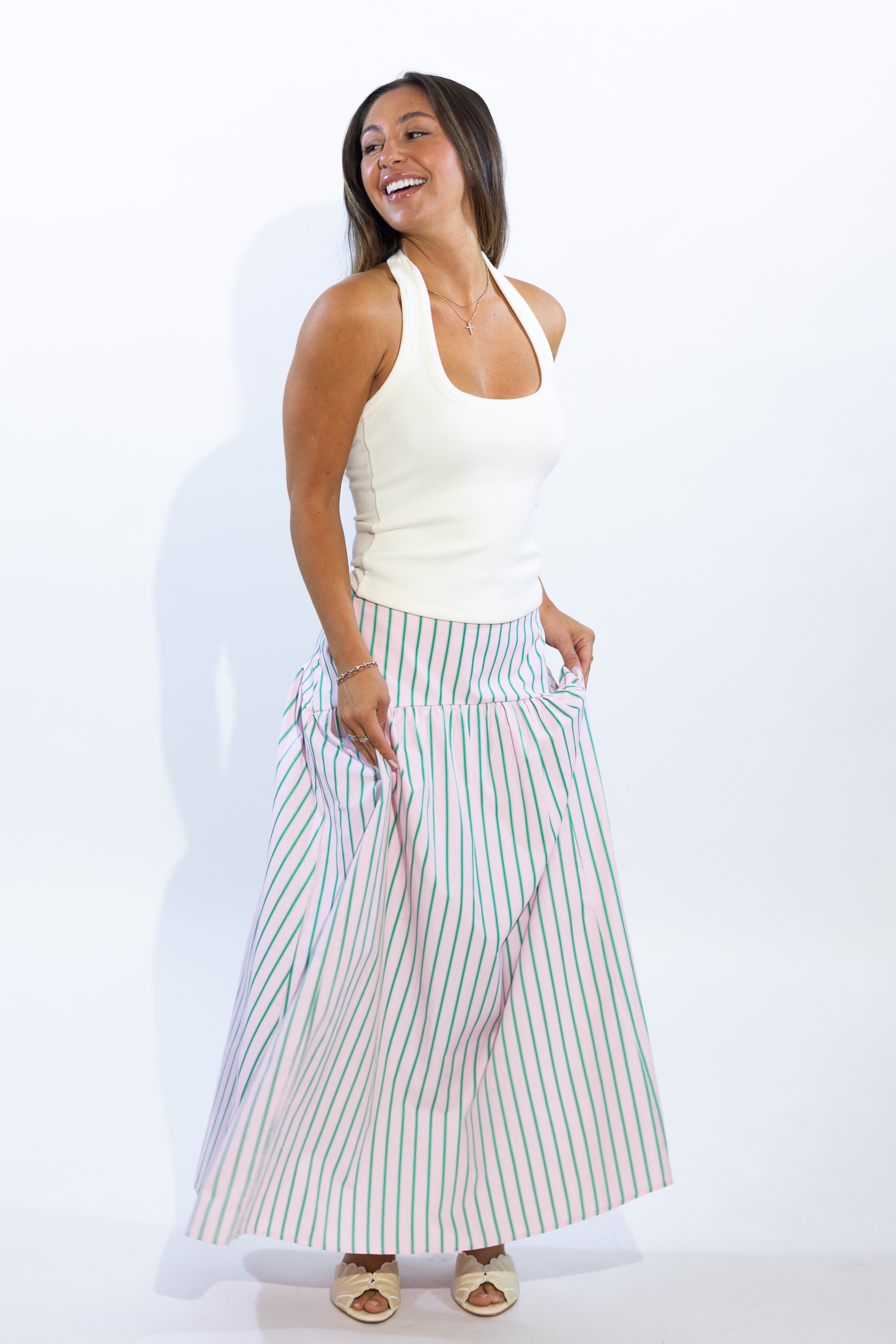 Pre-Order Cassie Curved Maxi Skirt (Ships by 8/20)