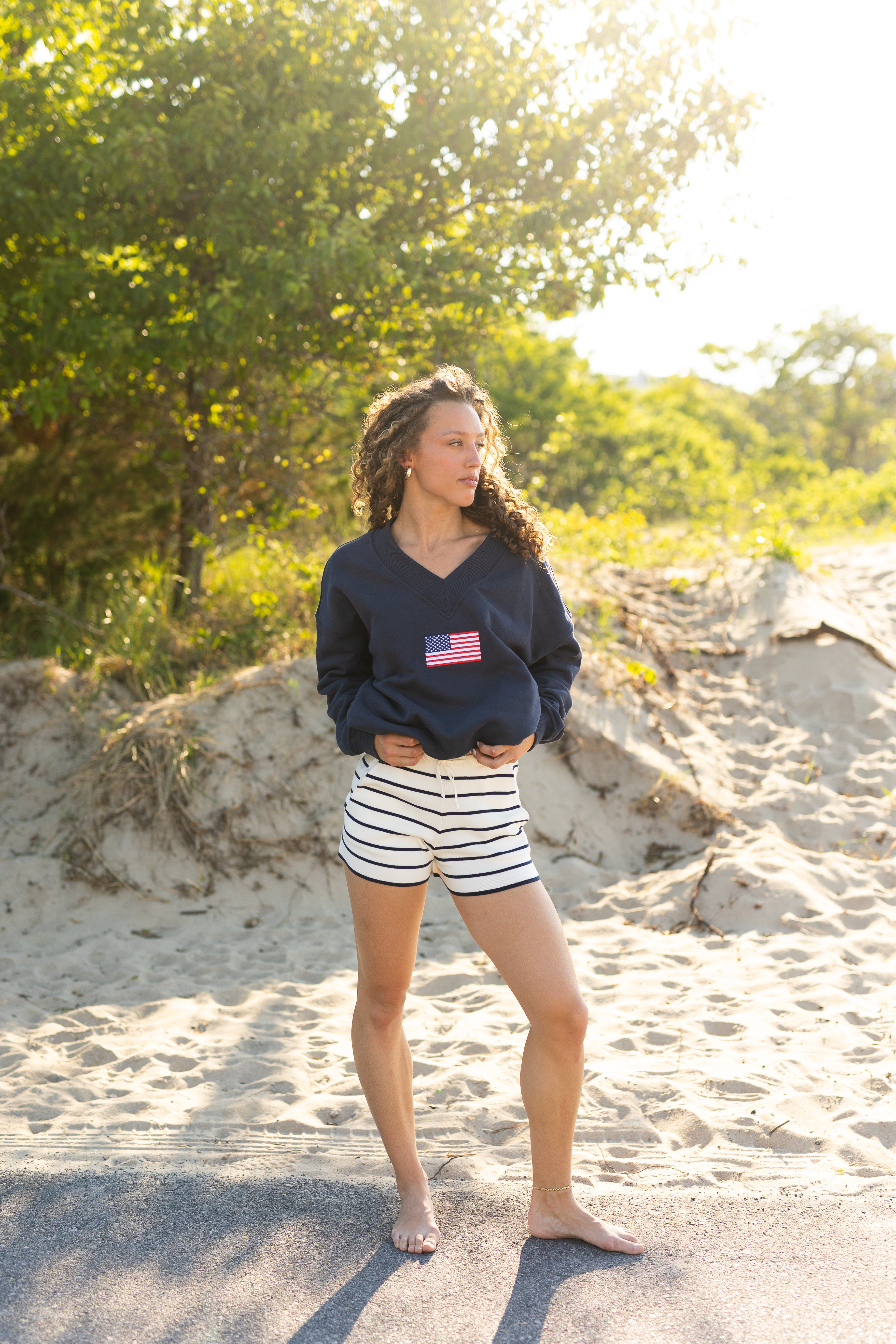 York Striped Sweater Short