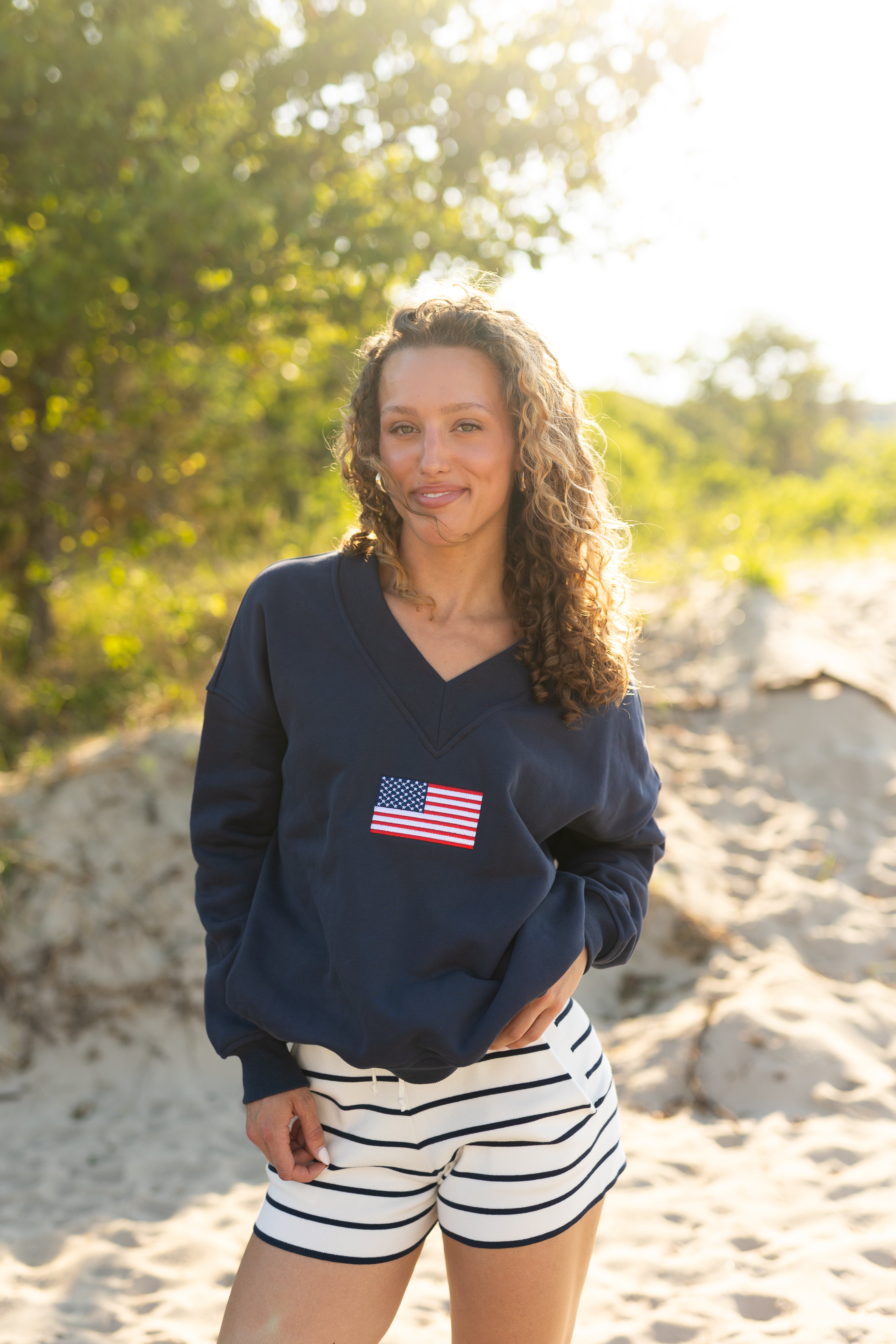 Flag Embroidered Sweatshirt