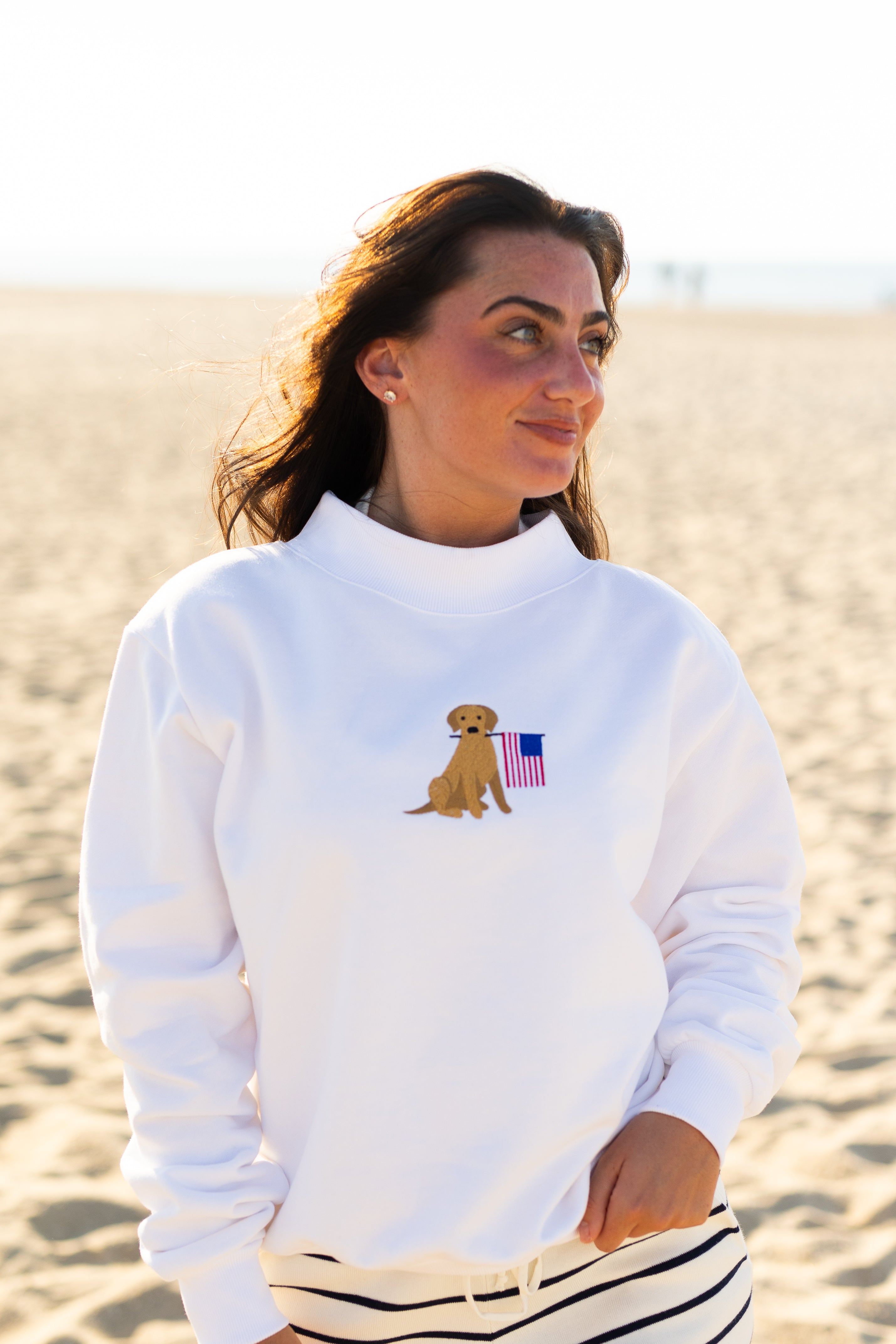 Pre - Order American Flag Dog Mockneck Sweatshirt (SHIPS BY 8/15)