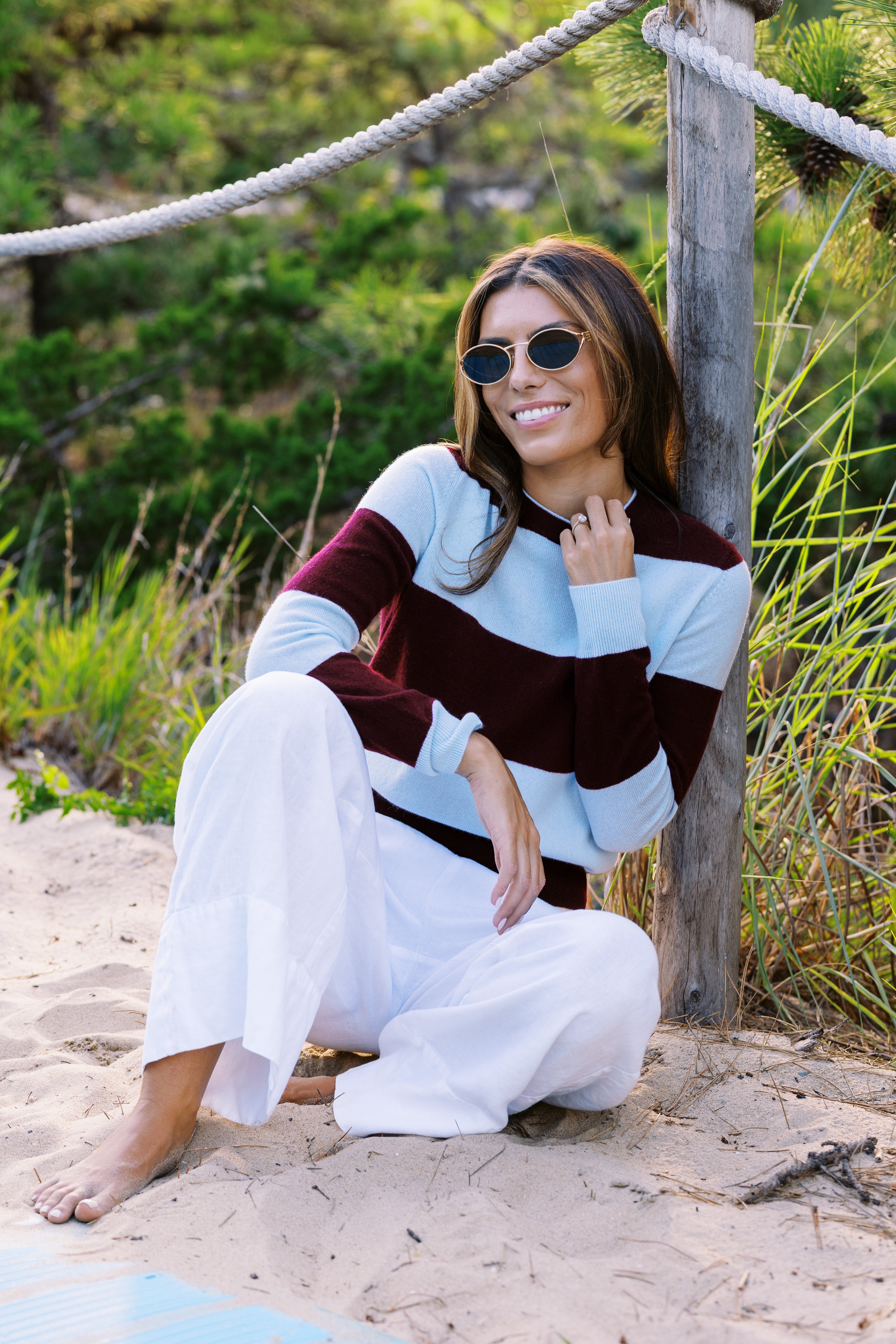 Sporting Stripe 100% Cashmere Sweater