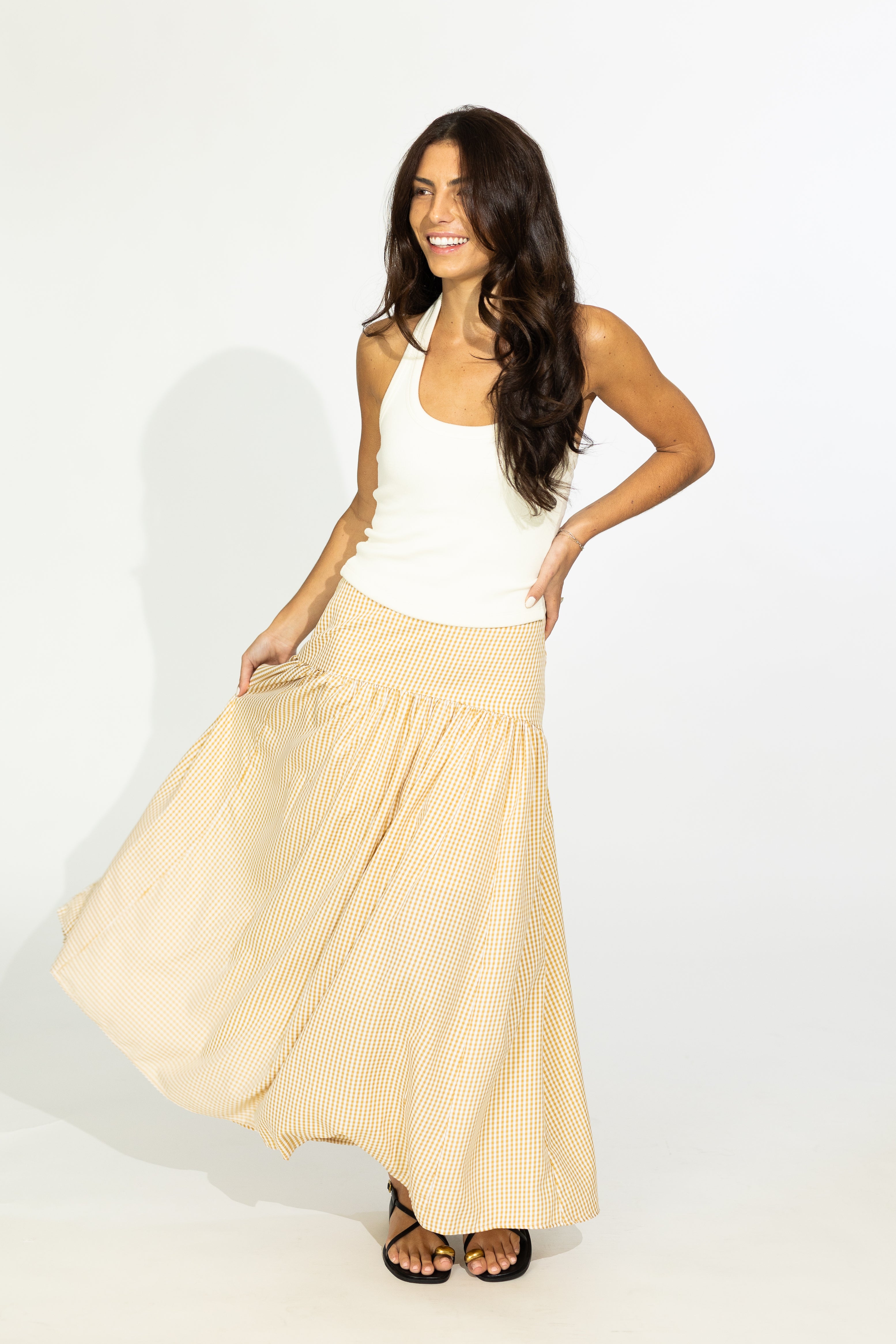 Pre-Order Cassie Curved Maxi Skirt (Ships by 8/20)