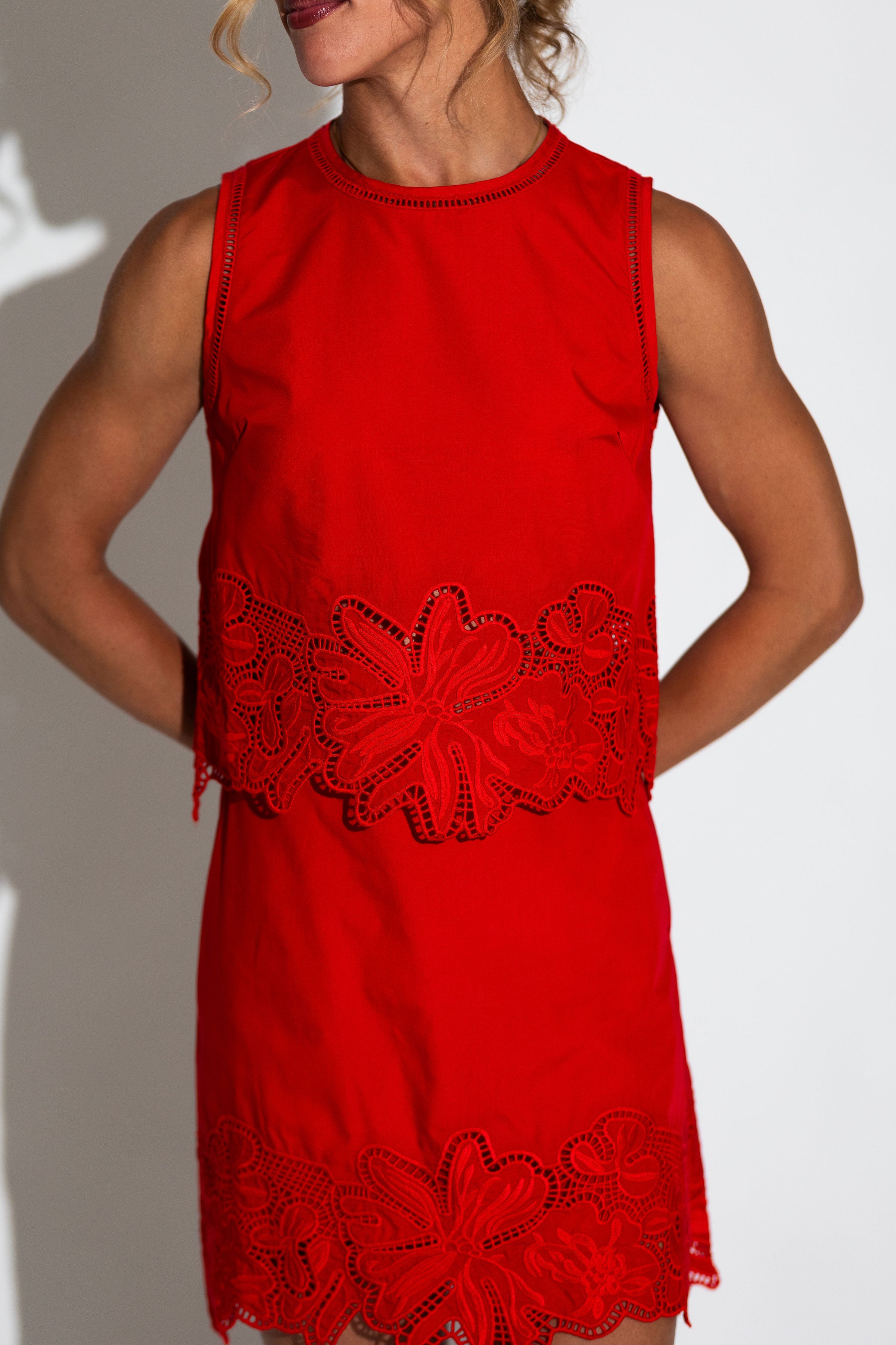 Kaya Radiant Red Lace Skirt