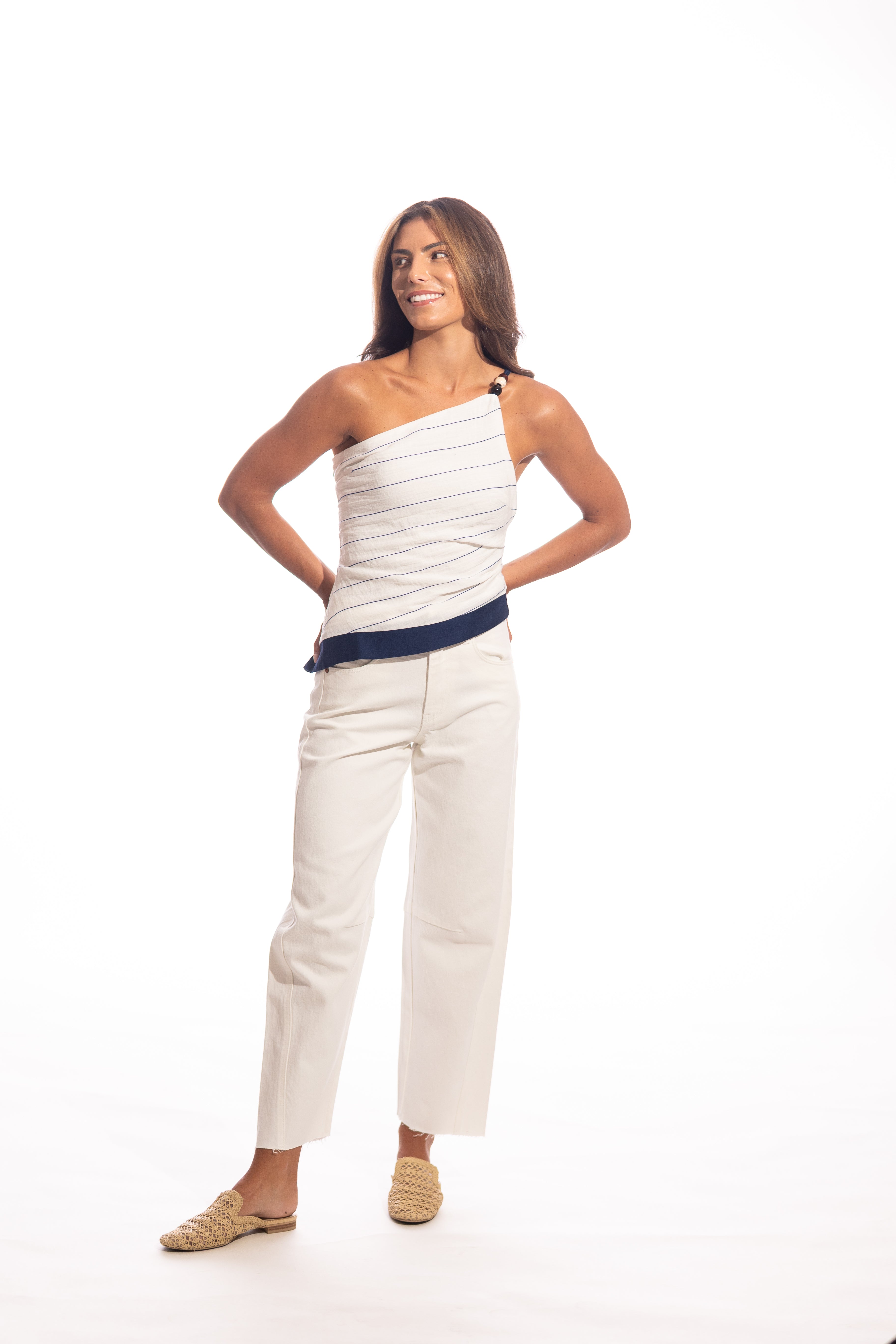 Margie Beaded One Shoulder Top