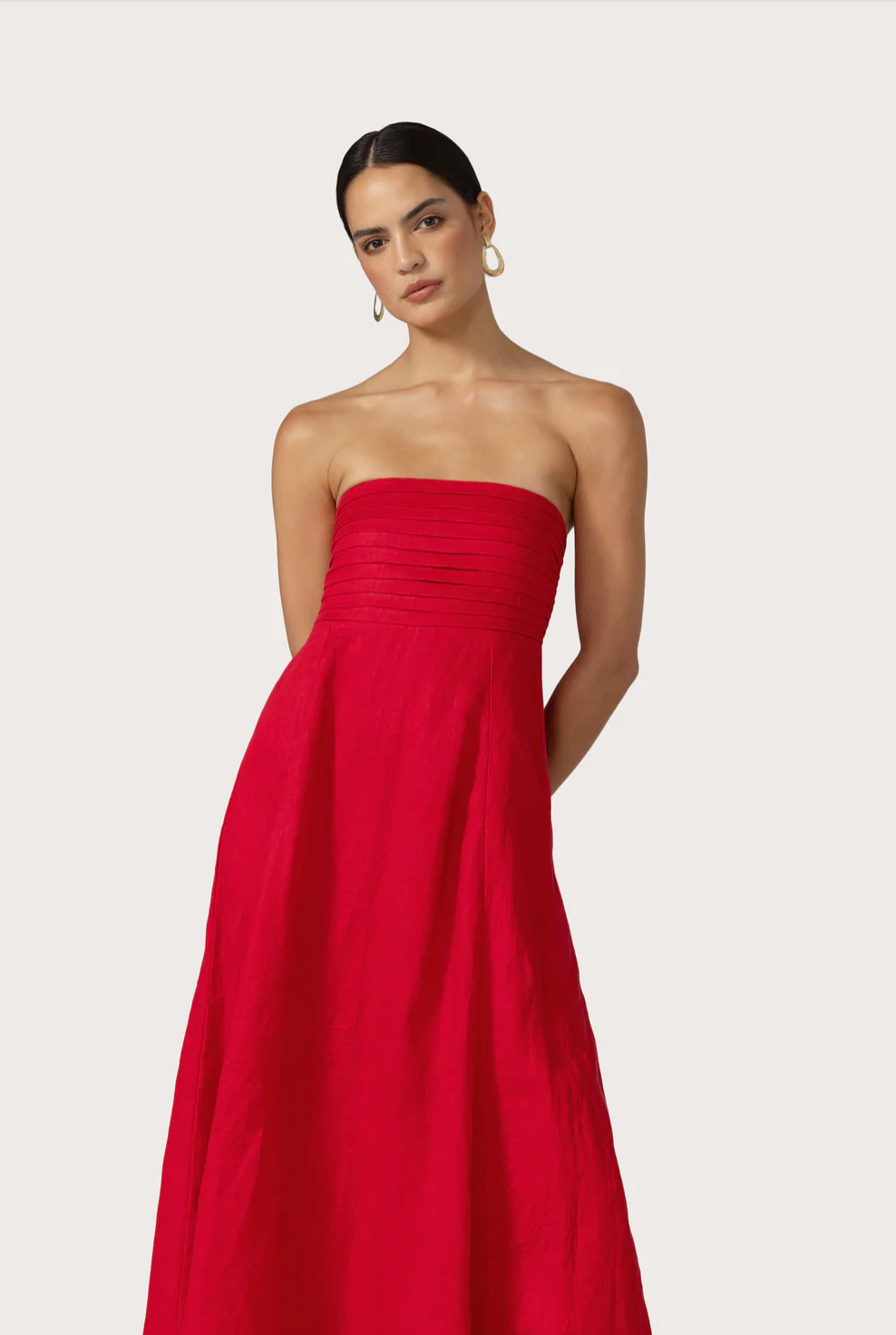 Talia Radiant Red Linen Maxi Dress